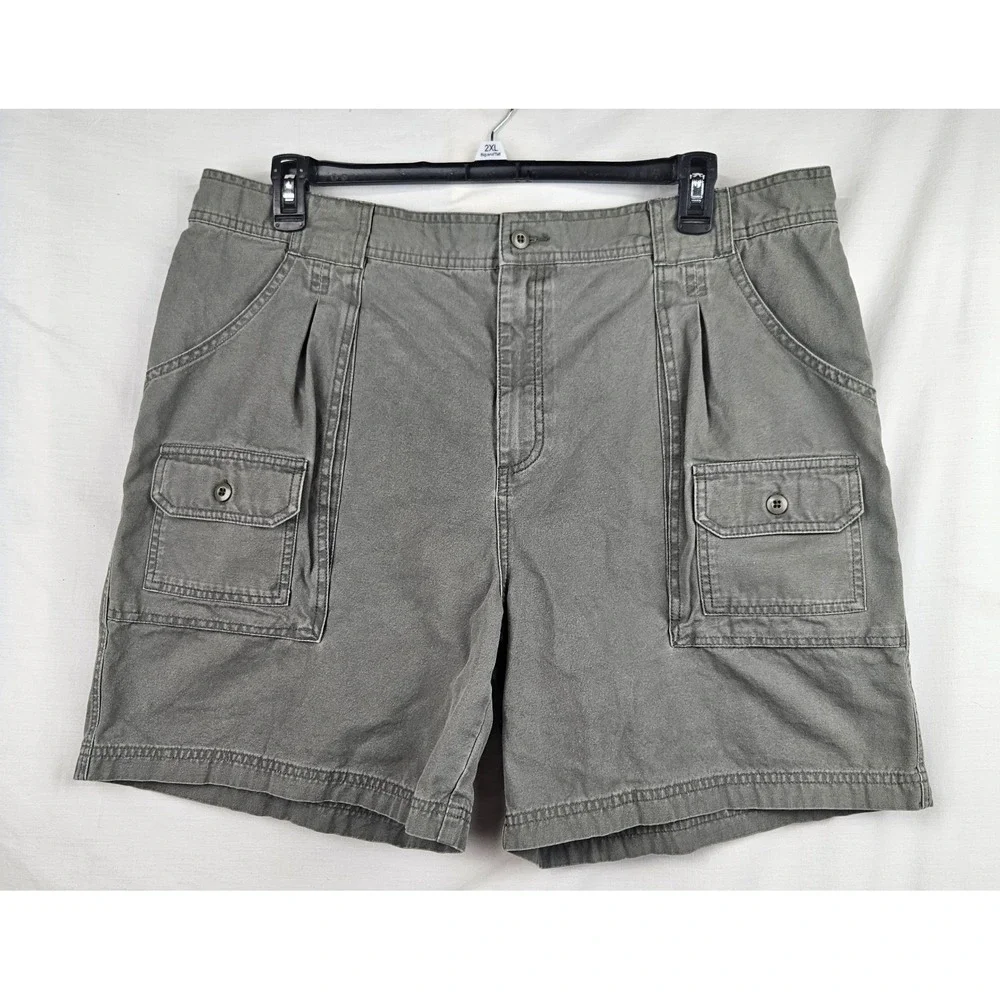 Cabelas Mens Cargo Shorts 40 Green Cotton Canvas Utility Multi Pocket